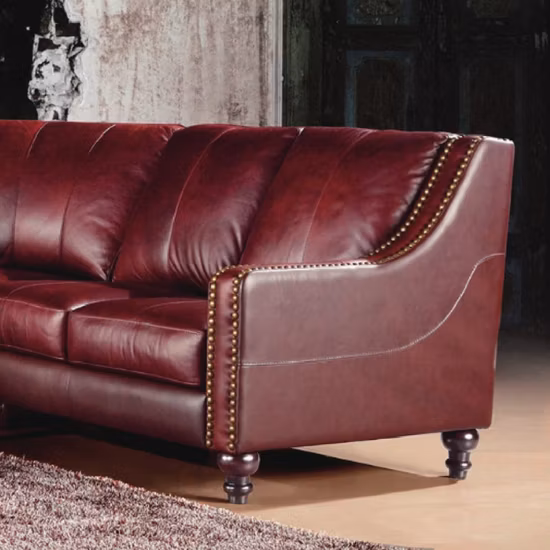 Промо-мероприятие Функциональная домашняя мебель Секционный светодиодный диван из натуральной кожи L-образной формы Мебель с журнальным столиком