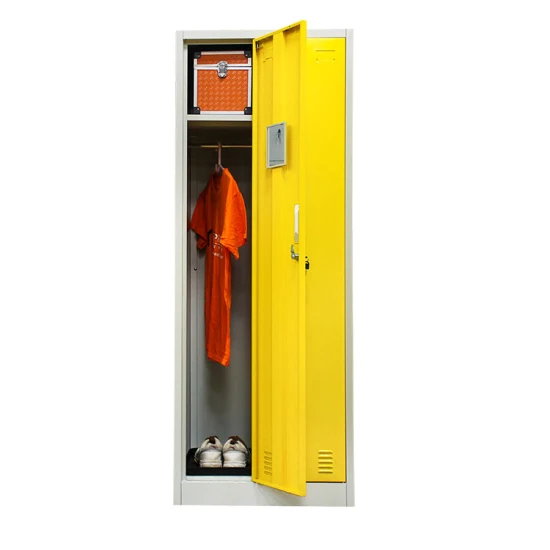 Желтый двойной шкаф для хранения униформы сотрудника спортзала металлический стальной шкафчик для персонала